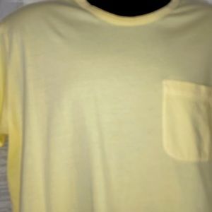 Coastaoro Cool Yellow Tee Shirt has short sleeves and one chest pocket    Size L